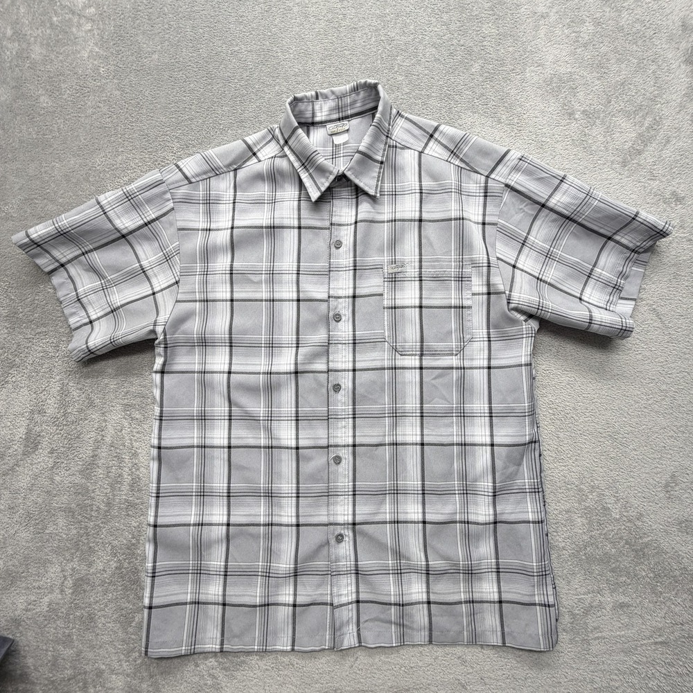 CalTop Men XL Gray Plaid Short Sleeve Button Up Relaxed Fit